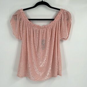NWT Hollister Light Pink Velvet Off The Shoulder Top Size Medium